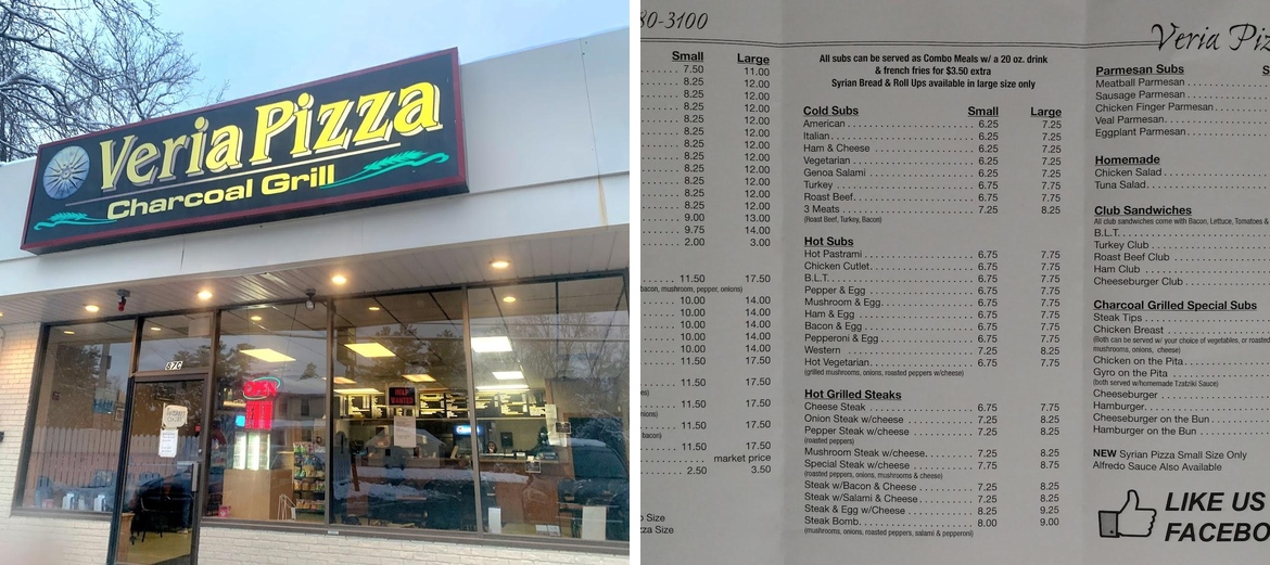 Veria Pizza Charcoal & Grill Restaurant Menu